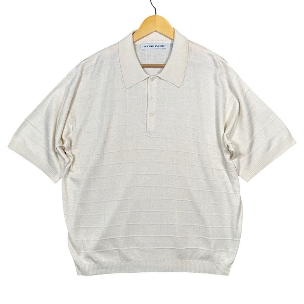 Irvine Park Mens Knit Polo Shirt Short Sleeve Textured Beige‎ Size XL NWOT